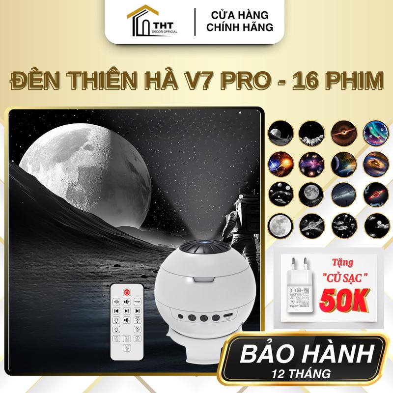 Đèn Thiên Hà V7 Pro THT DECOR Đèn Chiếu Vũ Trụ Kết Nối Bluetooth Nhạc Trắng Đèn V7 Mô Phỏng Không Gian Vũ Trụ Xoay 360