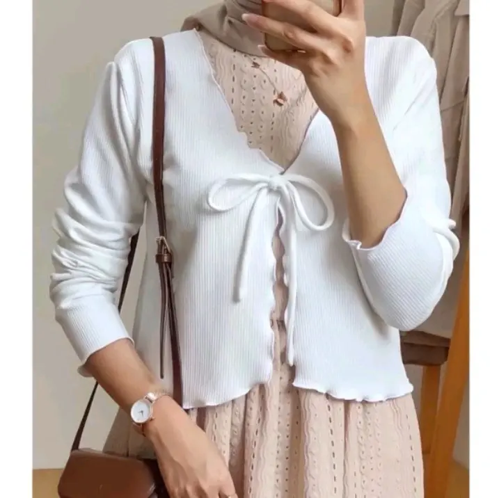 Cardigan tali simple rajut  | Cardigan tali crop top wanita premium