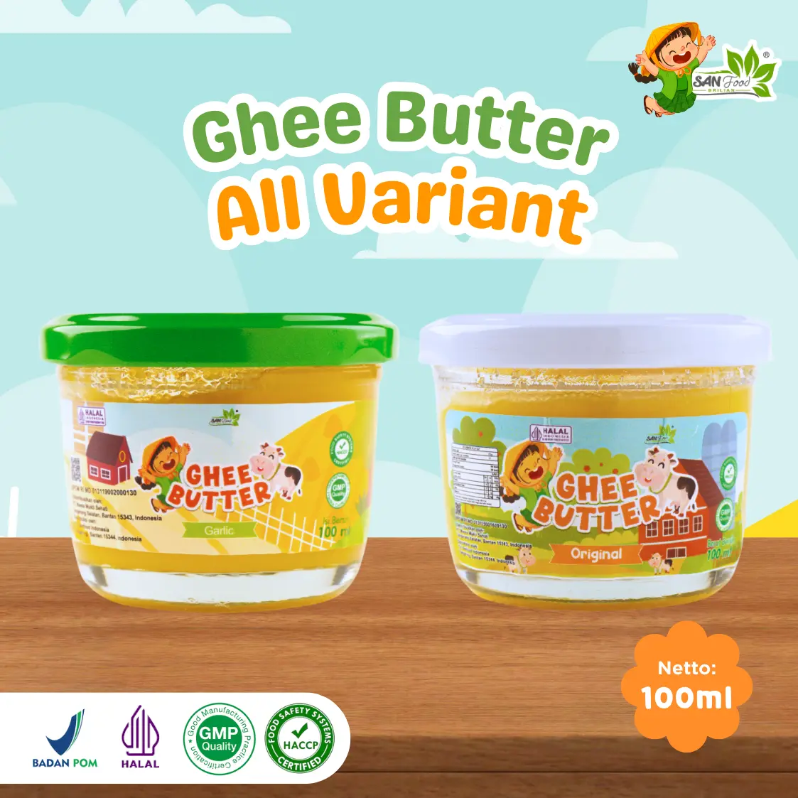 SANFOOD BRILIAN Ghee Naturals Grass Feed Butter 100 ML