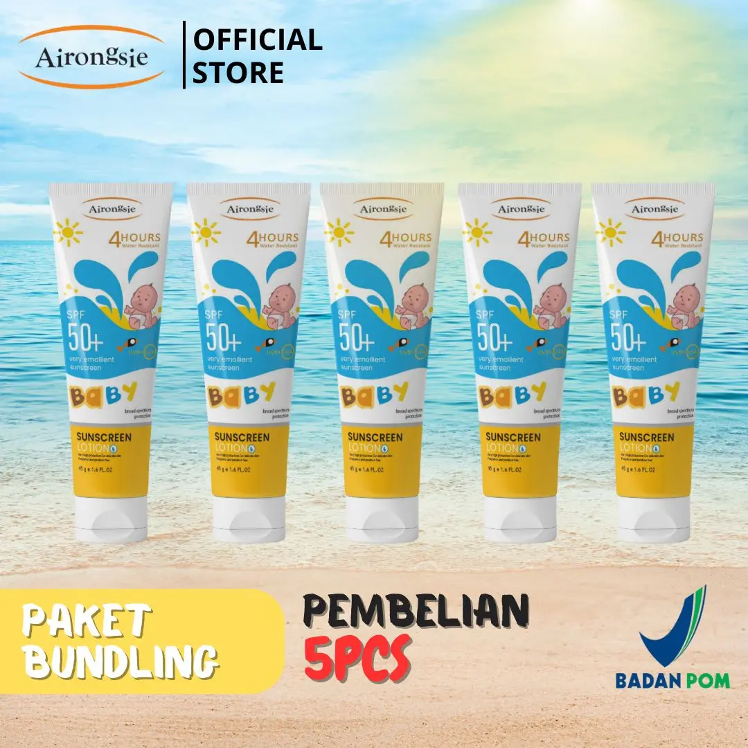 Airongsie Sunscreen Kids SPF50+ PA+++【100% original】 Bundling 5 pcs 4 Jam Water Resistant 45ML