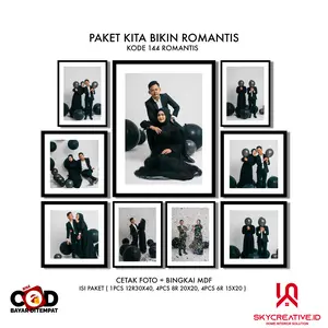 (9 PCS) PAKET KODE 144 CETAK FOTO + BINGKAI MDF Dipasang di Dinding Modern Dekorasi Bukan Musiman dinding