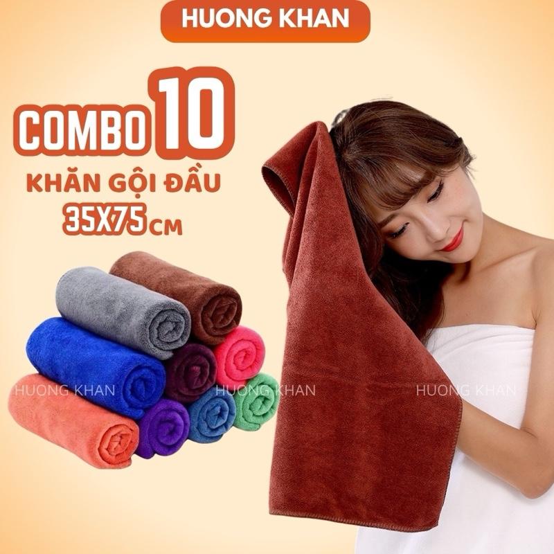 Combo 10 Khăn 35x75cm khăn gội đầu chuyên dùng spa salon chất microfifer dày mềm thấm nước tốt-Nhà Tắm
