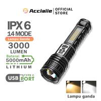 Gambar Acciaiie Super Terang Senter LED S71  Lampu Dengan Sumber Cahaya Ganda  COB 50000Lumens Senter Taktis Dengan Cahaya Kuat Zoom  Dapat Diisi Ulang dengan Baterai USB - S71 Senter Besar  dari Acciaiie Store Kab. Tangerang 1 Tokopedia