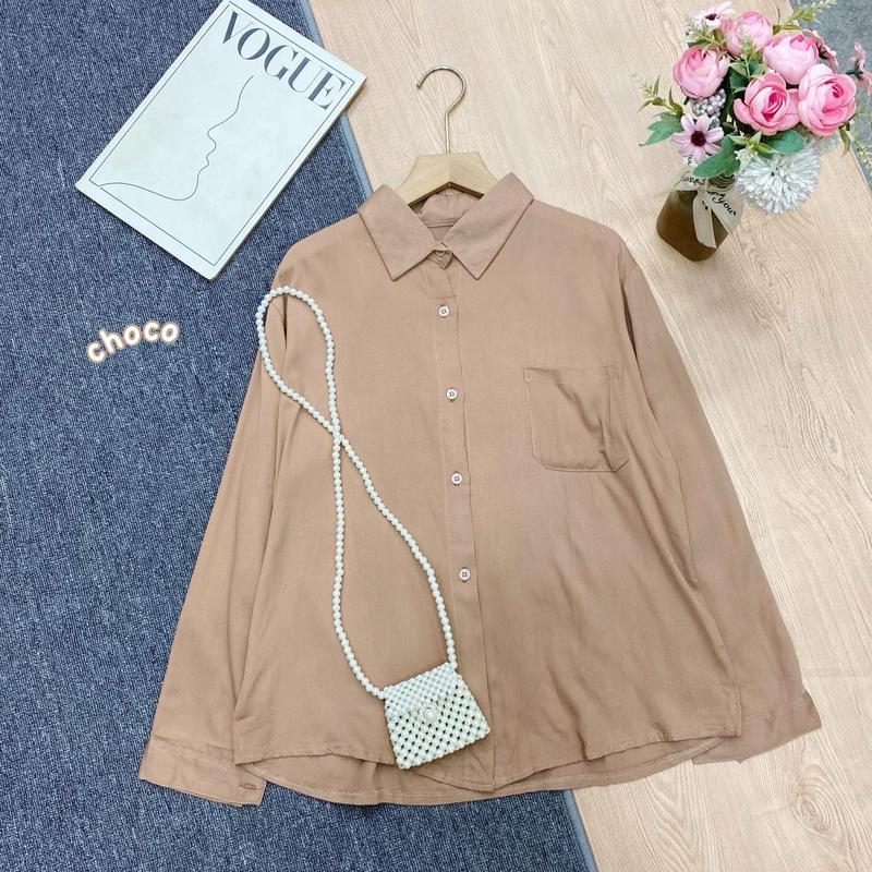 KEMEJA SAKU SATU RAYON TWILL KEMEJA BASIK LENGAN PANJANG POLOS 6