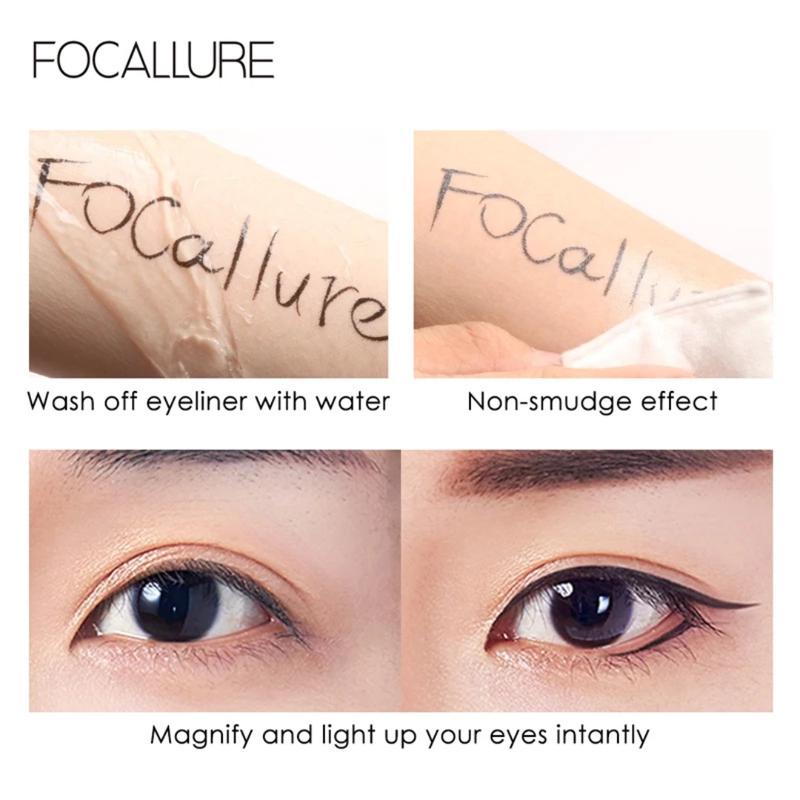 FOCALLURE Eyeliner Cair Tahan Air Black - Makeup Waterproof - Lasting 2