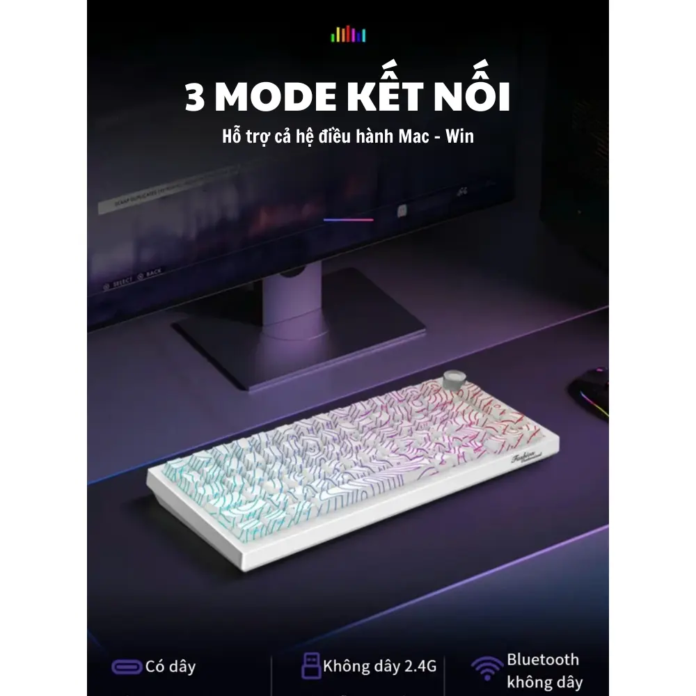 Bàn phím cơ Atas K81 không dây 3 mode - Mạch Xuôi - Hỗ trợ hotswap 5 pin - LED RGB - Có App | BigBuy360 - bigbuy360.vn