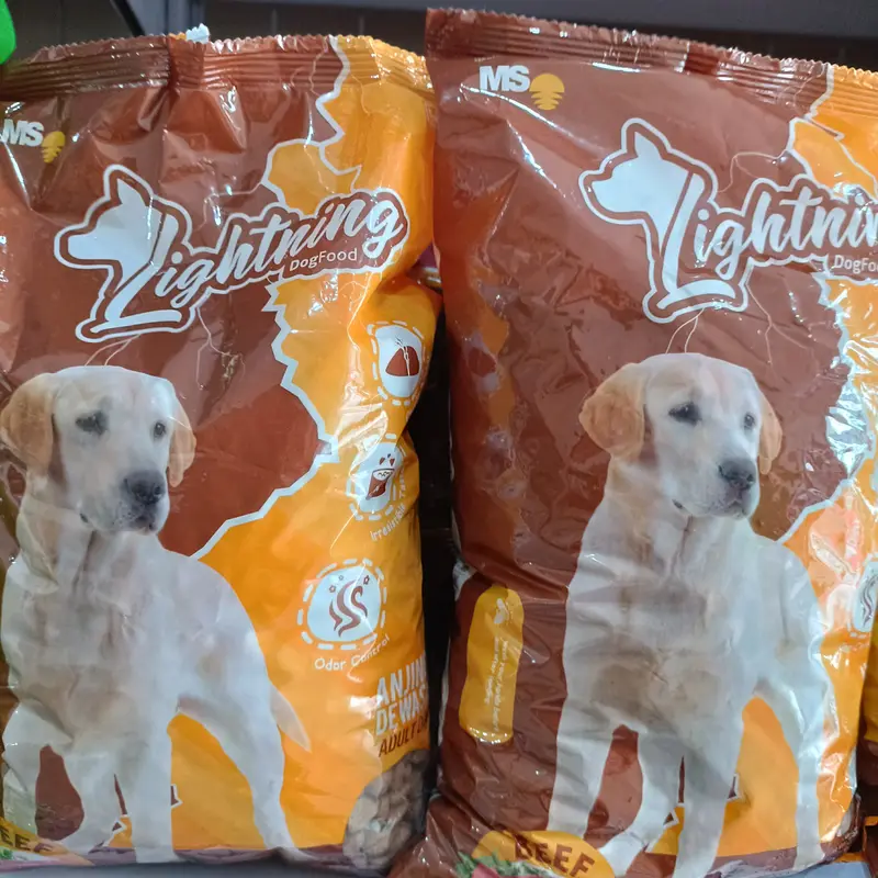 Lightning Adult Dog Food 800gr Fresh Pack Beef Flavour Makanan Kering Anjing Dewasa Rasa Sapi Mistermao 0