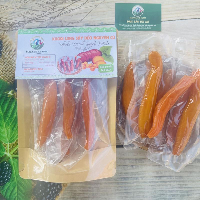 Khoai lang sấy dẻo từng củ không đường Mangline Farm 300g chuẩn khoai lang mật Tà Nung Đà Lạt