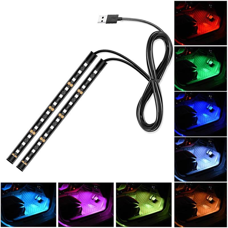 Dải đèn LED chân cho ô tô chạy bằng USB tạo không khí trang trí đèn tín hiệu