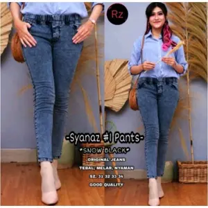 Celana Jeans Wanita Jumbo - Pinggang Karet - Denim Street Melar