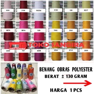 1 Pcs Benang Obras Polyester komplit (130 gram -+) Benang obras murah/benang polyester murah/benang obras komplit