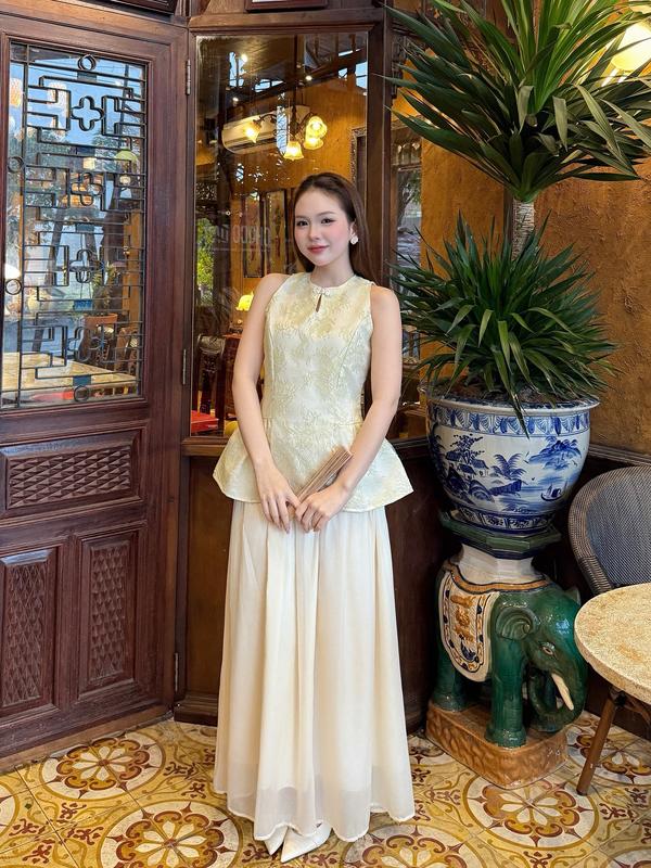  Set áo lưới hoa sát nách dáng xòe chân váy voan lưng chun Mẫu mới Tết 2026 Ảnh thật sẵn 