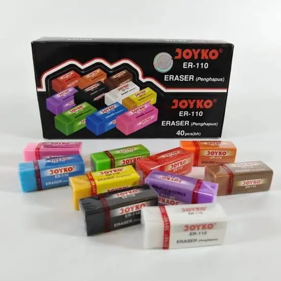 1 pack isi 40 pcs penghapus kecil/eraser warna warni joyko er-110 murah Stationery Pensil Hitam 3