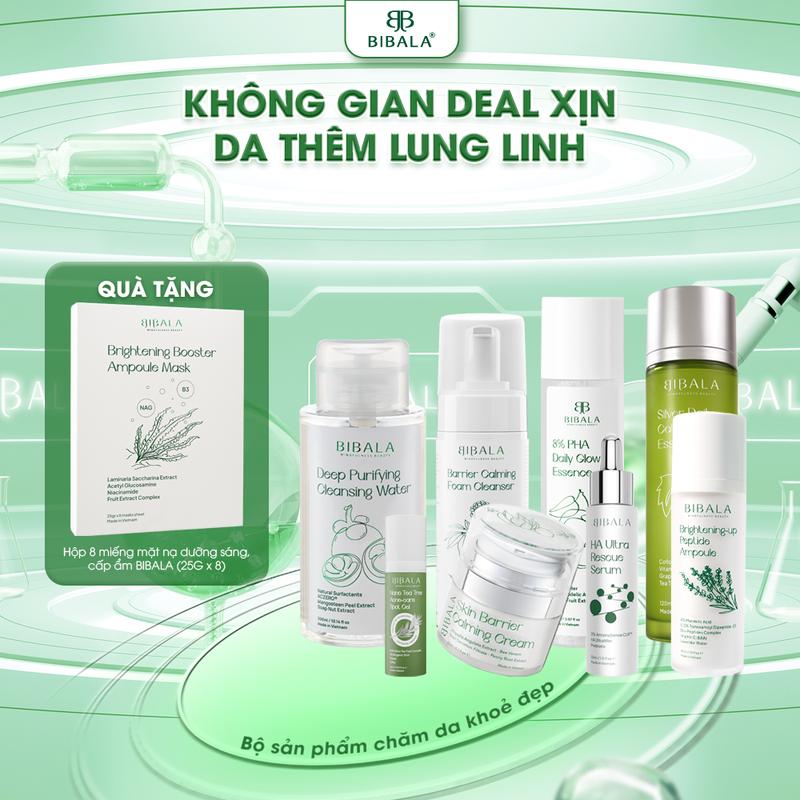  Full Bộ sản phẩm chăm sóc da khoẻ đẹp BIBALA TẶNG Hộp 8 miếng mặt nạ dưỡng sáng cấp ẩm  25G x 8  BIBALA 