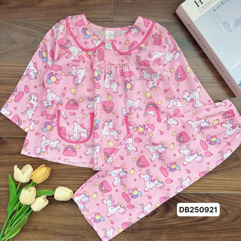 SALE DB250921 Bộ tole tay dài quần dài cho bé gái 10kg-35kg cổ sen với chất liệu tole 2 da mềm mát loại 1. MinMin Baby