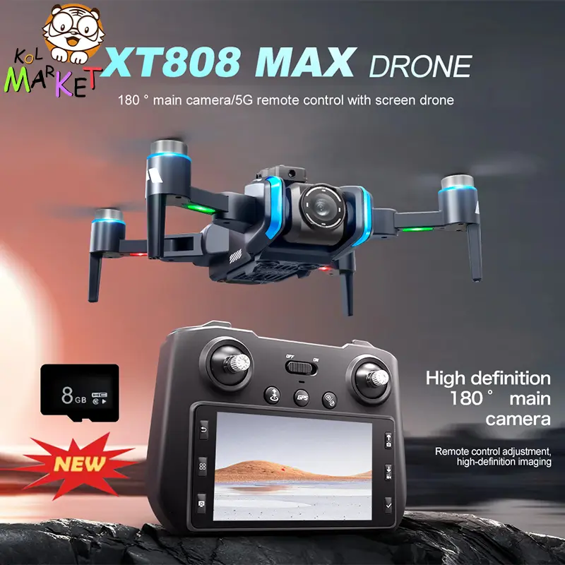 XT808 MAX Drone GPS Layar Besar FPV Motor Tanpa Sikat 4K HD Kamera Dual Anti Tabrakan Baterai Tahan Lama 20 Menit