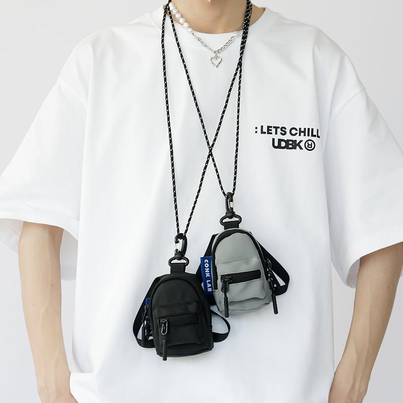 Bag Túi Đựng Tai Nghe Mini, Thời Trang Ins Hàn Quốc Mới, Cổ Điển Và Trơn, Phong Cách Thường Ngày Chất Liệu Nylon Chống Thấm Nước, ví đựng tiền Xu Túi Đeo Chéo, Dành Cho Nam Giới Đeo Vai
