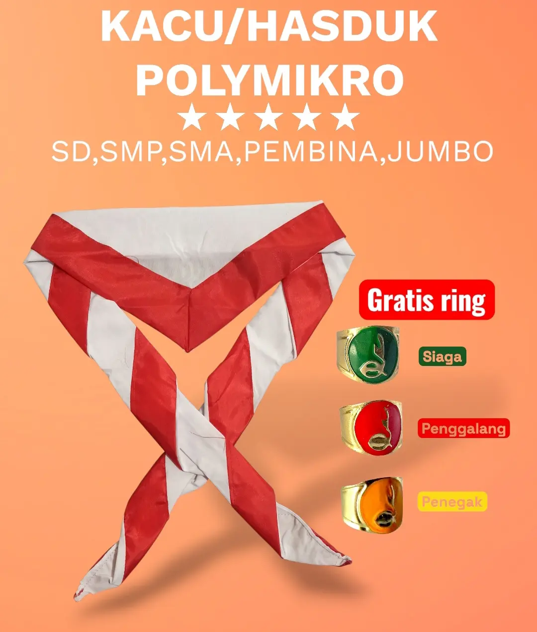 BELI KACU GRATIS RING KACU BEBAS PILIH Hasduk SD SMP SMA JUMBO bijian - Dasi Kacu Pramuka Bijian Perlengkapan Pramuka MURAH