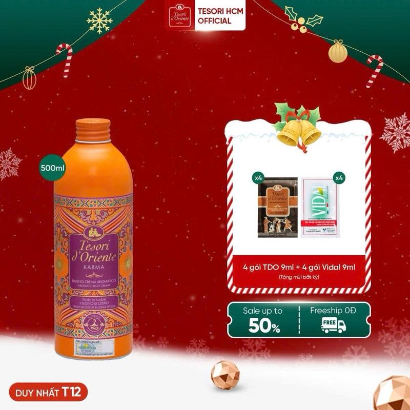   TẶNG 4 GÓI TDO 9ML+ 4 GÓI VIDAL 9ML  Sữa tắm nước hoa Tesori d’Oriente Karma 500ml nhập khẩu chính hãng từ Ý kèm vòi 