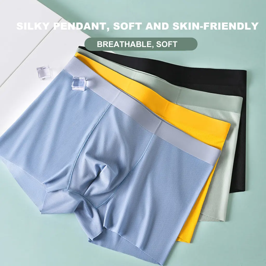 Aszuds Men Underpants Ice Silk Moisture Wicking Plus Size U Convex Men Boxers Ice Silk Inner Wear Clothes