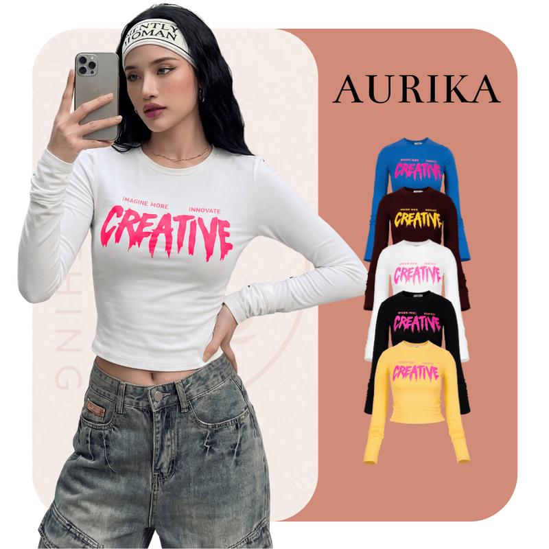 AURIKA - Áo Thun Dài Tay Nữ Croptop Ôm Body Chất Thun Zip Co Giãn Nhiều Màu Cá Tính – Áo Thun Nữ Form Ôm Tôn Dáng Mặc Đi Chơi Chụp Ảnh - ao thun nu C11