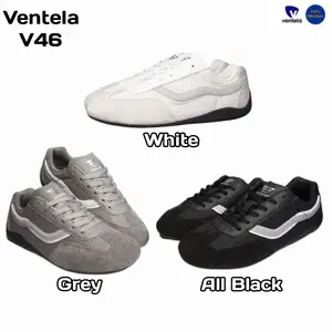 Sepatu Ventela V-46 All Black /  White/ Grey Casual Shoes free sticker & Kaos Kaki Sneakers