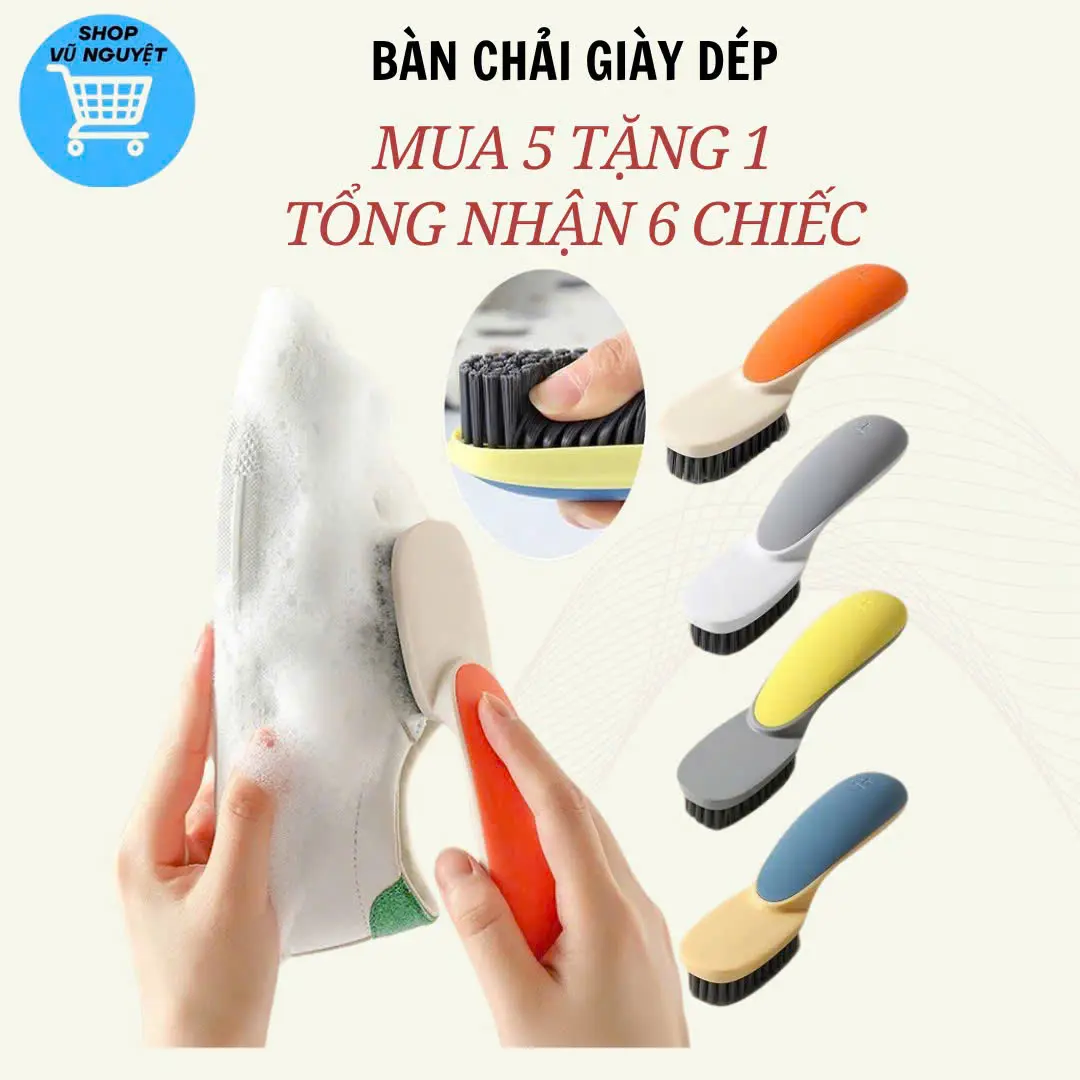 (MUA 5 TẶNG 1) Combo 6 Chiếc Bàn Chải Chà Vệ Sinh Cọ Giày Dép, Chà Quần Áo Có Tay Cầm Cán Dài Nhỏ Gọn Tiện Lợi Làm Sạch