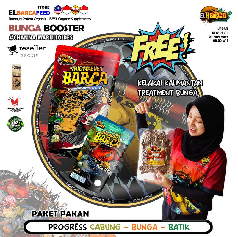 PAKET PAKAN IKAN PROGRESS pemecah cabung & Bunga Solid Channa Maru ys red xtra melanin guanin organik formula serangga 1