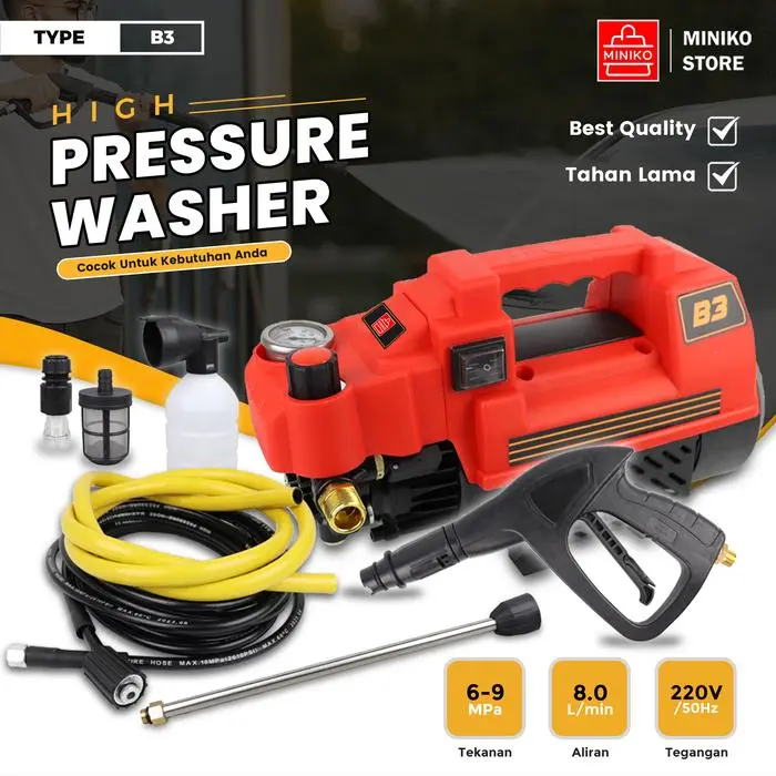 [MINIKO] Jet cleaner Electric High Pressure Washer Type B3 // High Pressure Washer Mesin Alat Cuci Mobil atau Motor dan Ac Car - B3 MERAH