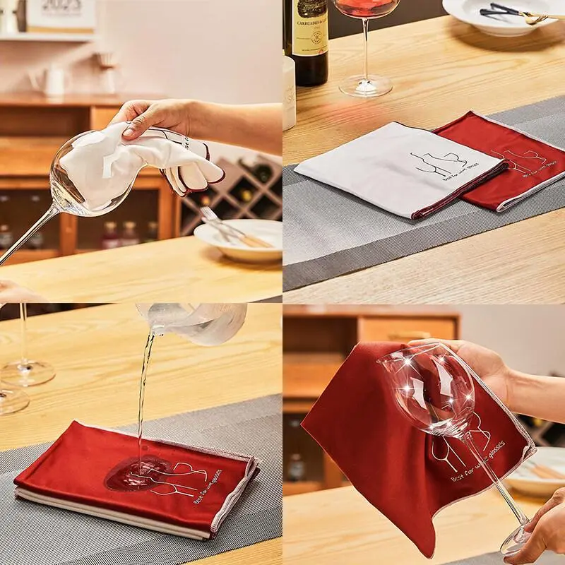 Wipe Glass Cloth, Red Wine Glass and Wine Utensils, Glass Cloth, Cleaning Cloth, Absorb Water and Lint-free Kitchen Cloth