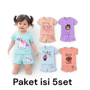 PROMO - paket anak isi 5stelan bahan foxy , stelan murah
