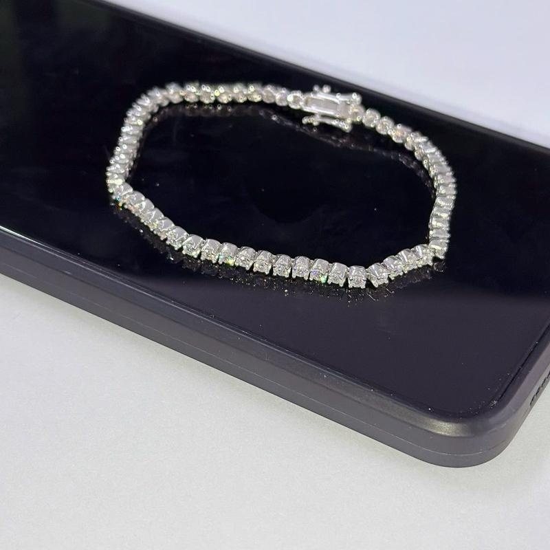L06- lắc Tennis Bạc 925 xi vàng trắng Full Moissanite 2.5 li