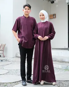 Nabila Dress Couple Baju Sarimbit Pasangan Bahan Sabrina Koko Kemeja Gamis Muslim Desain Sarimbit Pasangan Nyaman Dan Stylish