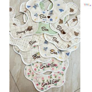 (THÊU TÊN MIỄN PHÍ) Yếm cổ Muslin thêu tên theo yêu cầu, Yếm tròn - MeBe 2