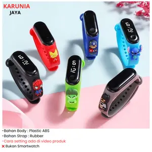 KJ Jam Tangan Digital Elektronik Led Rubber IPX4 Motif Kartun Anak Laki laki Perempuan Pria Wanita Couple Dewasa Semua Umur Gelang JA039