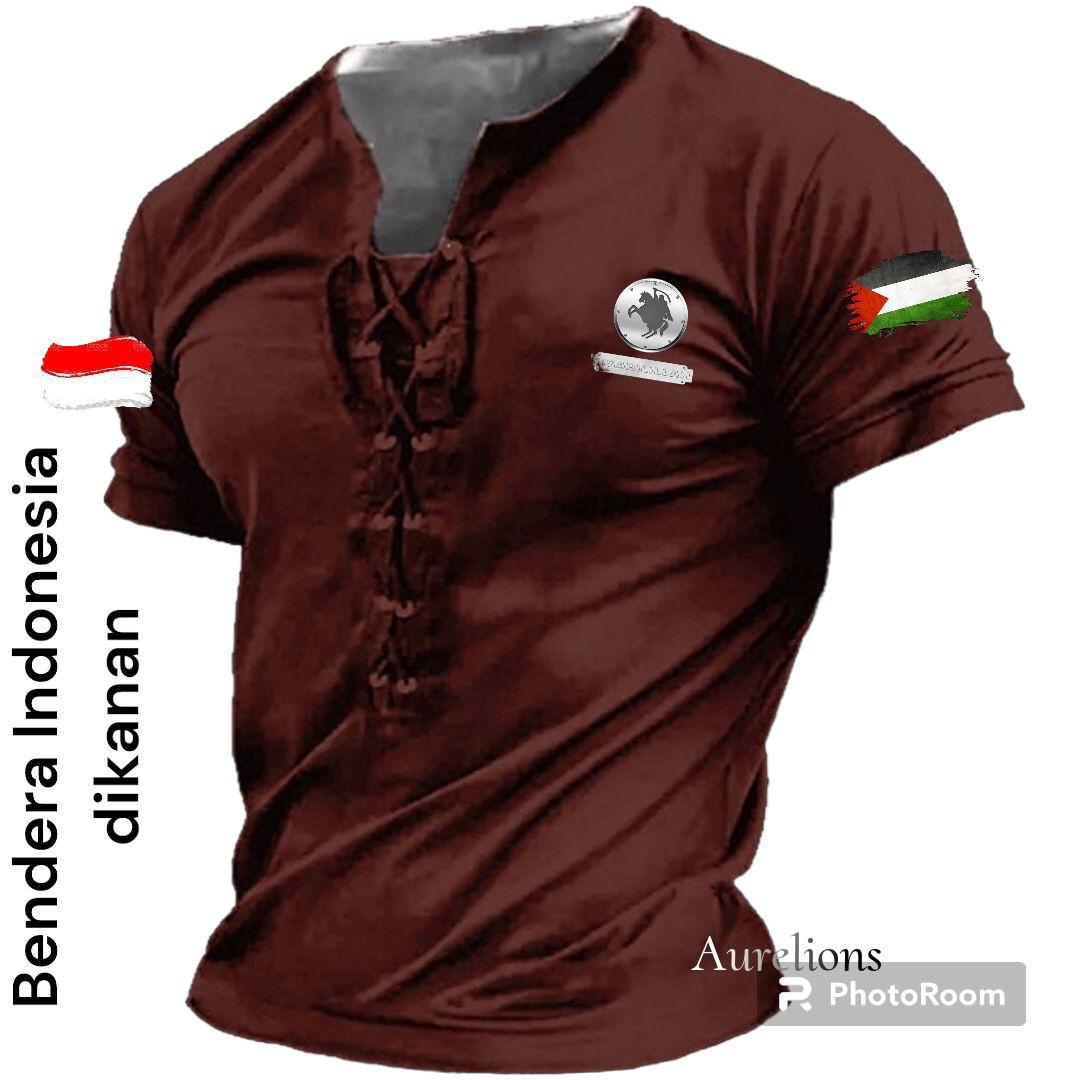 A - Kaos V Neck Tali Lengan Pendek Fisabilillah indo & Pal Distro / Kaos V Neck Tali Printing / Kaos V Neck Tali Pria / Kaos V Neck / Kaos Pria / Kaos Viral Distro / Kaos Terbaru / Kaos Tali Dada / Kaos Pria Terbaru / Kaos Viral/ Hitam Nyaman Sablon