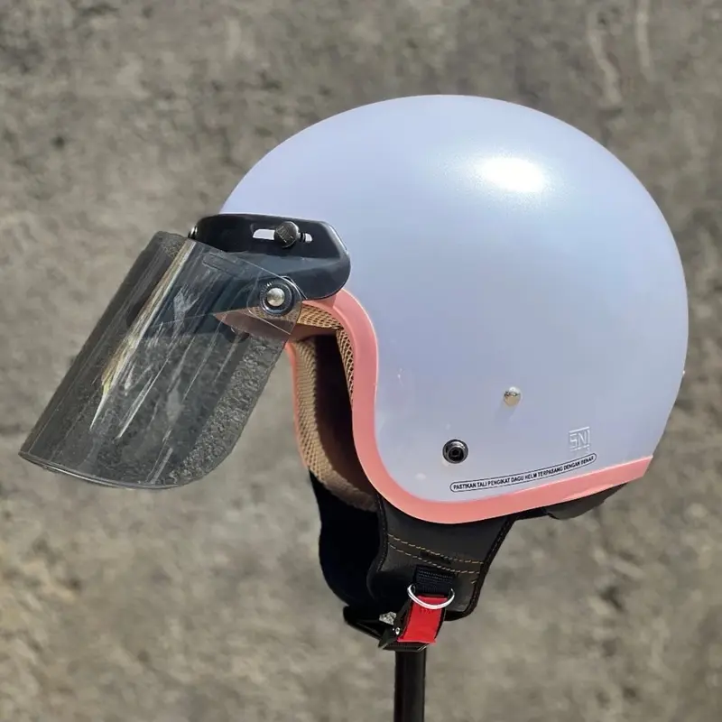 Helm bogo dewasa list pink pria wanita kaca datar Motorcycle 1