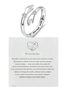 "Siempre contigo" Anillo abrazador conmovedor para hija Que el amor siempre esté contigo Un anillo abrazador conmovedor y significativo Un símbolo de amor y protección