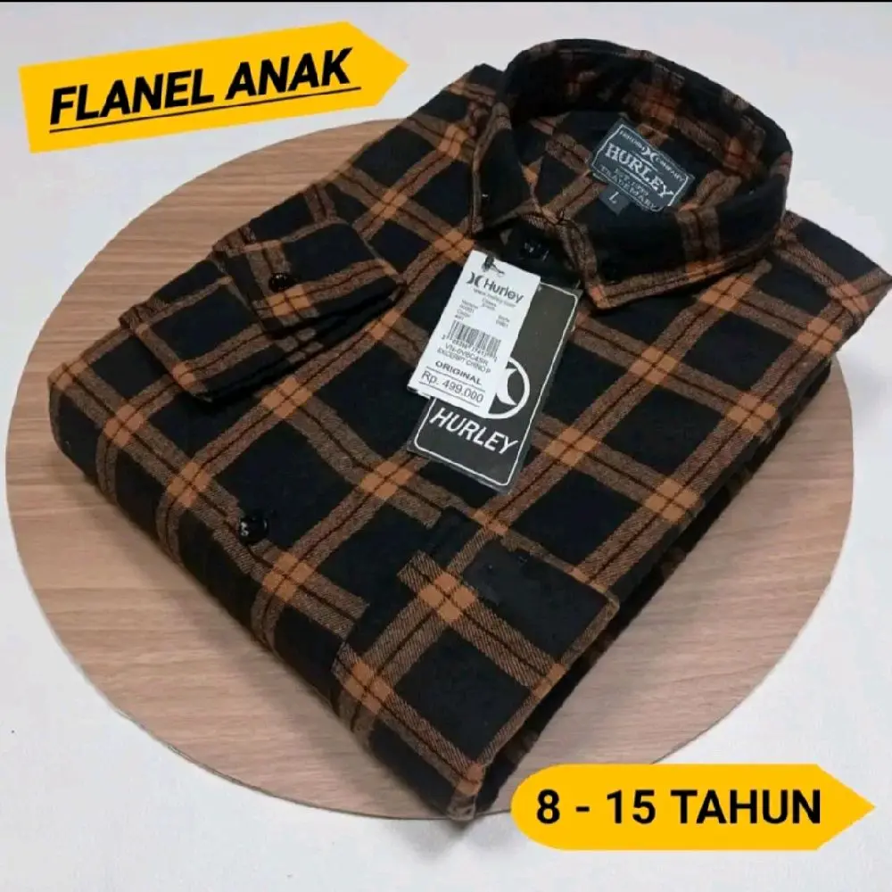Kemeja Flanel Lengan Panjang Anak Anak Usia 8 Sampai 15 Tahun Laki Laki Fashion Distro Motif Double Orange Anak