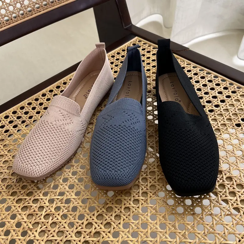 Laviola 4333 LSF - Flat Shoes Rajut Wanita Apricot, Black dan Blue Kerja 2