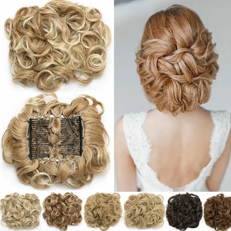 กิ๊บติดผม หวีแฟชั่น 8 นิ้ว ต่อผมหยิก ชิ้นผม Chignon สำหรับผู้หญิง Updo คลุมผม ต่อผมซาลาเปา