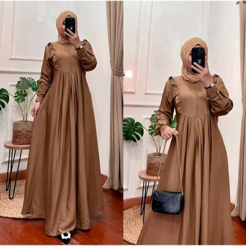 ALLISA DRESS PREMIUM / Gamis Allisah Bahan Premium Terbaru Nyaman Rempel Formal Kancing Kerah Manset Muslim Samping 2