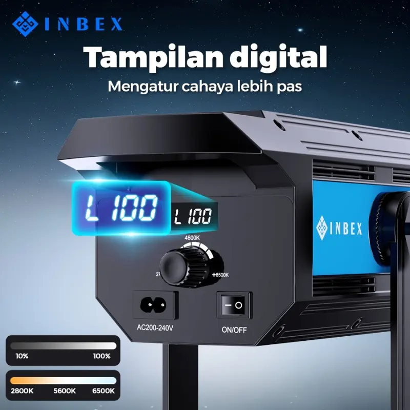 INBEX IL-200S LED COB Video Light Bowens Mount Daylight CRI 98 for Studio with LED Display 7