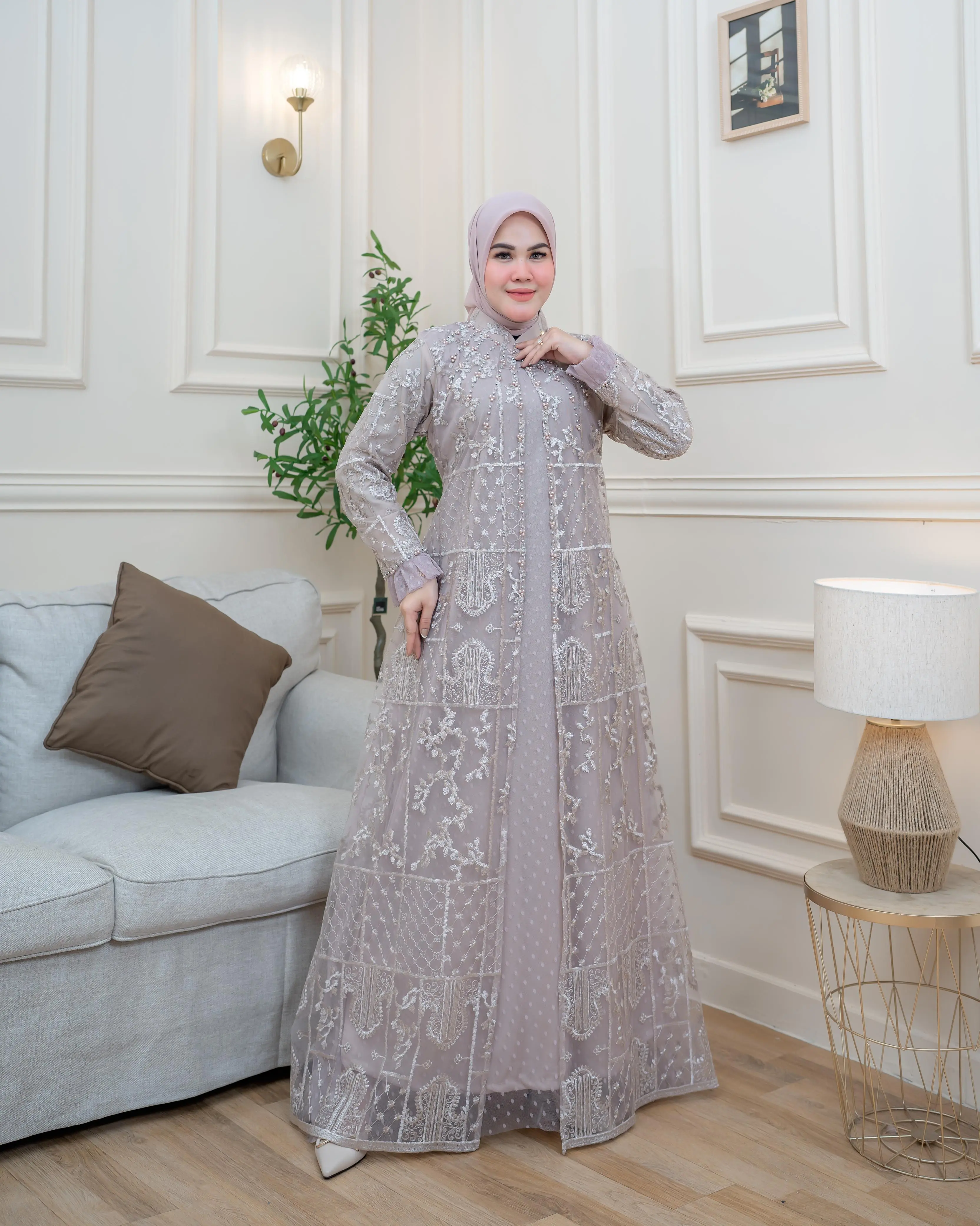 Kinarya Dres II Tille Bordir /Gamis Size M - 5L 98cm - 130cm Gamis Jumbo/ Gamis Semi Outer / Gamis Terbaru / Gamis Kekinian / Gamis Modern / Dress Pesta / Gamis Kondangan / Seragaman Pesta