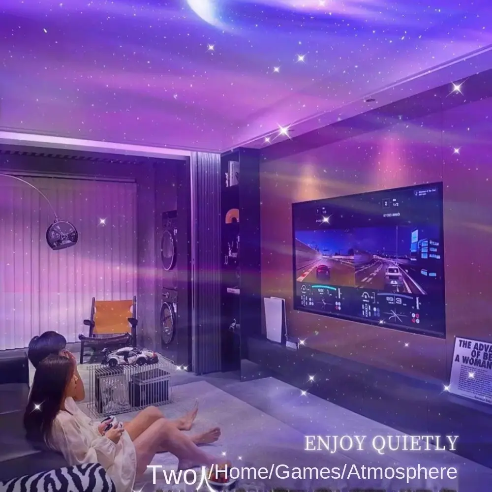 Galaxy Projector Starry Night Light Moon Starry Cloud Wave Projector with Music Wireless Speaker and Pickup RGB Color Change Remote Control Party Light Adult Bedroom Home Decoration