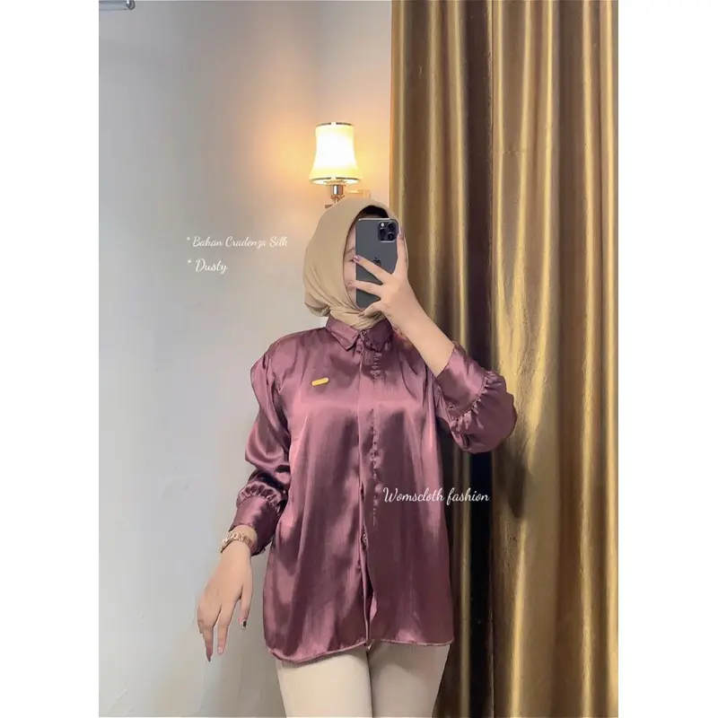 Kemeja Wanita Basic Cradenza Silk Polos Premium 0