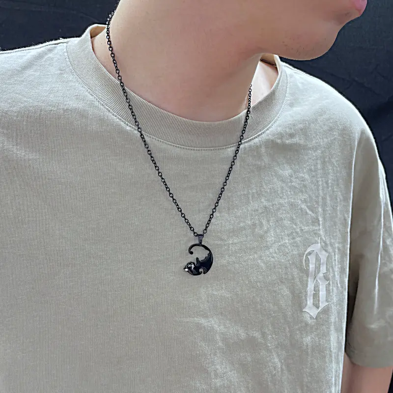 OLEVS Kalung Titanium Hijab Couple Pria Wanita Anti Karat Asli Bentuk Kitten Necklace Liontin korea Aesthetic Barang Spot COD 5