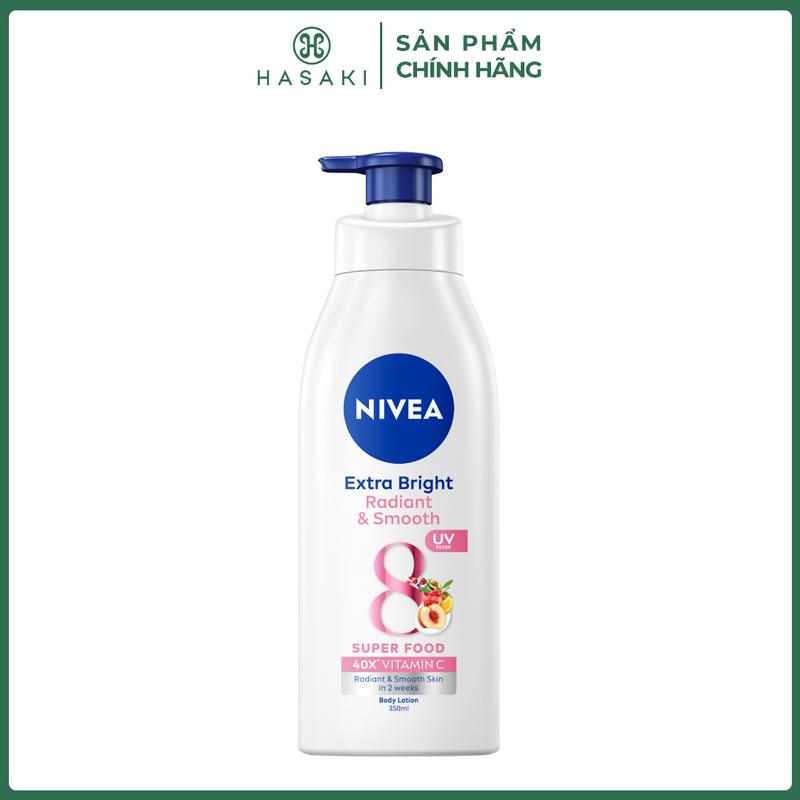 Sữa Dưỡng Thể Nivea Dưỡng Da Sáng Mịn Ban Ngày 350ml Extra Bright Radiant & Smooth 8 Super Food Body Lotion | HASAKI BEAUTY
