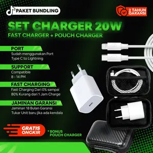 [GARANSI 24BULAN] Set Adaptor + Kabel Charger 20W Super Fast Charging Adaptor + Kabel USB-C to Lightning 8 X 11 12 13 14 Cable