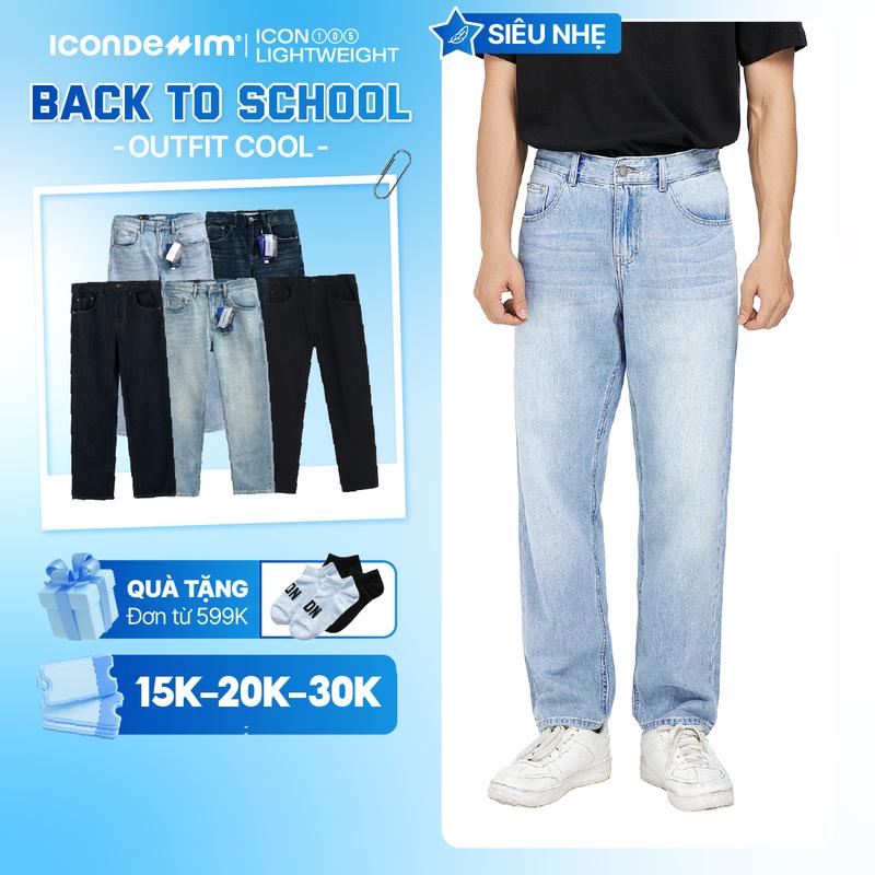 Quần jeans nam ICONDENIM, quần bò ống đứng, dáng suông, công nghệ Lightweight…